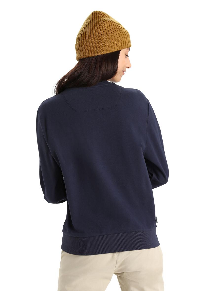 Women's Icebreaker Merino Central II Long Sleeve Sweatshirts Midnight Navy | CA 1330SGLO